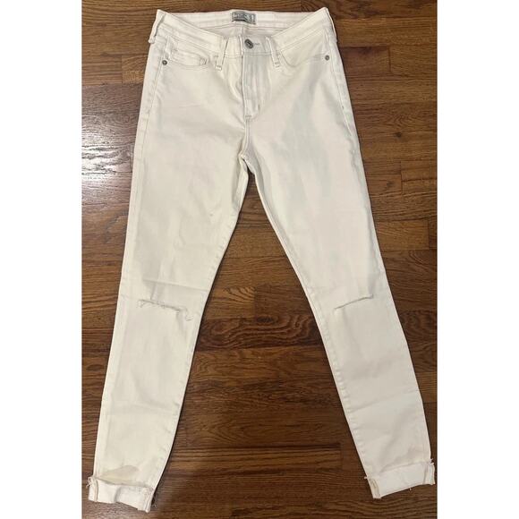 Abercrombie & Fitch Jeans Womens Cream 27/4R Harper Super Skinny Distressed - Picture 2 of 12